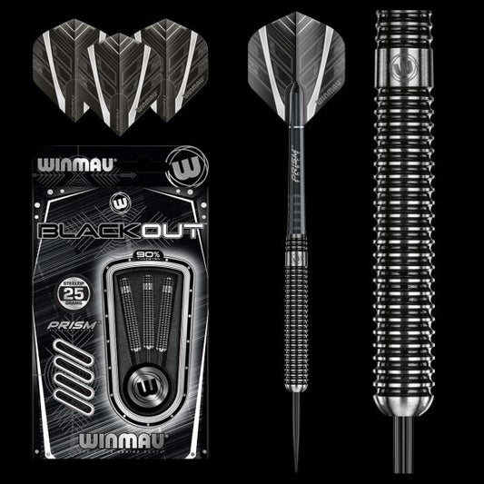 Winmau Blackout Steel Tip Dart Set 25 gram 90% Tungsten alloy