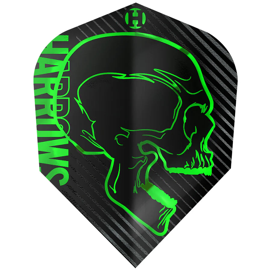 Harrows Rage Green Skull Standard Dart Flights