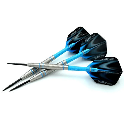 CUESOUL Glory 24 gram Blue Grooves & Blue Shaft 85% Tungsten Steel Tip Dart Set