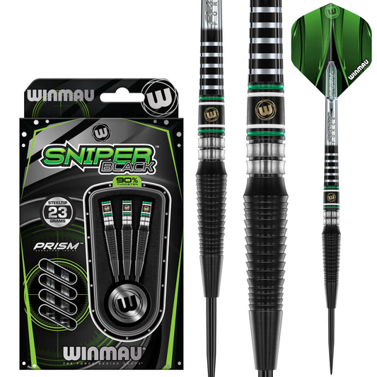 Winmau Sniper Black 2 Steel Tip Dart Set 23 gram 90% Tungsten Alloy