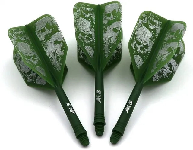 CUESOUL ROST AK5 Integrated Dart Shaft & Flight - Big Wing Shape - Medium - Skulls Green