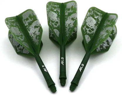 CUESOUL ROST AK5 Integrated Dart Shaft & Flight - Big Wing Shape - Medium - Skulls Green