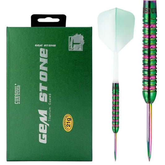 CUESOUL Green Gem Stone 21 gram 90% Tungsten Steel Tip Dart Set w/ ROST Flights