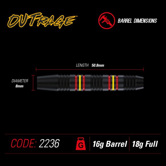 Winmau Outrage 18 gram Brass Soft Tip Darts