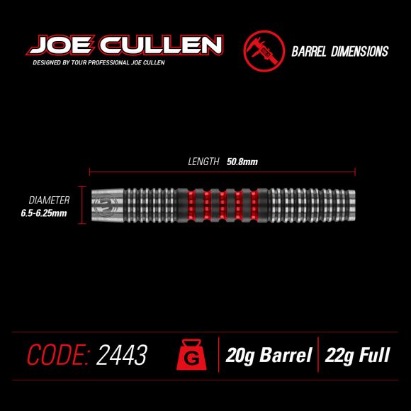 Joe Cullen 20 gram barrel/22 gram full 90% Tungsten alloy SOFT TIP