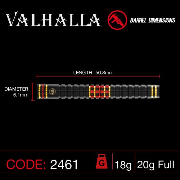 Valhalla 18 gram barrel/20 gram full 95%/85% Tungsten alloy Dual Core technology SOFT TIP
