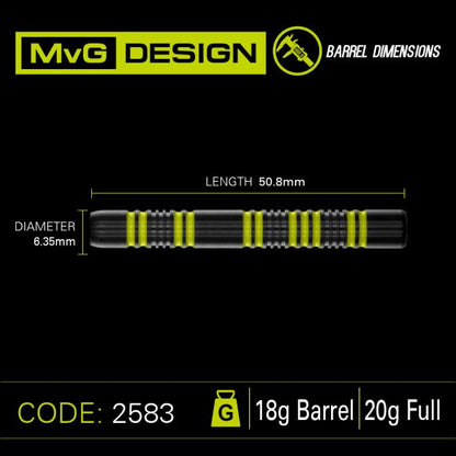 MvG Michael Van Gerwen 85% Pro Series 18 gram barrel/20 gram full 85% Tungsten alloy Soft Tip