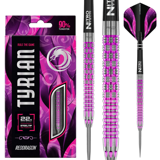 Red Dragon Tyrian Steel Tip Darts 90% Tungsten - 22gm