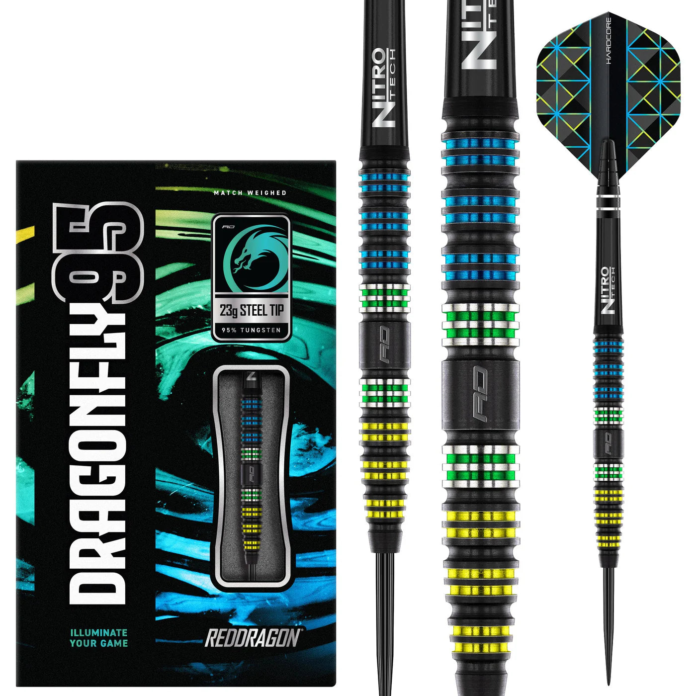 Red Dragon Dragonfly 95 Tapered Steel Tip Darts 95% Tungsten - 23gm