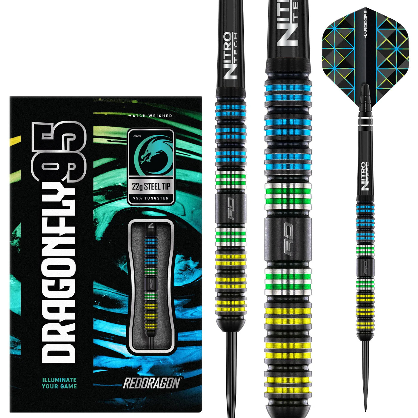 Red Dragon Dragonfly 95 Parallel Steel Tip Darts 95% Tungsten - 22gm