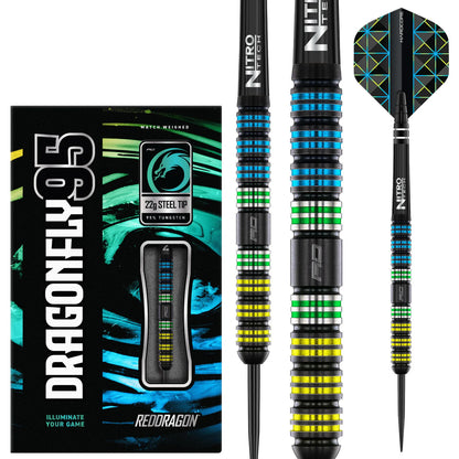 Red Dragon Dragonfly 95 Parallel Steel Tip Darts 95% Tungsten - 22gm