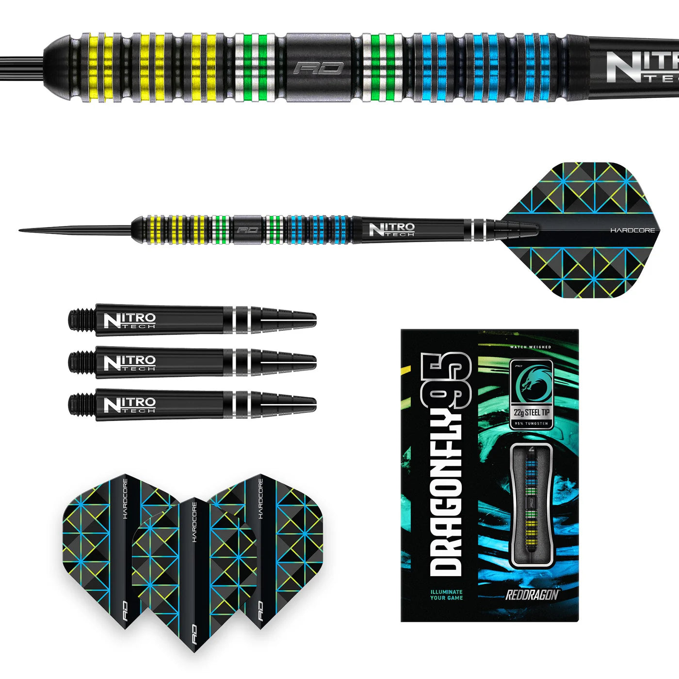 Red Dragon Dragonfly 95 Parallel Steel Tip Darts 95% Tungsten - 22gm