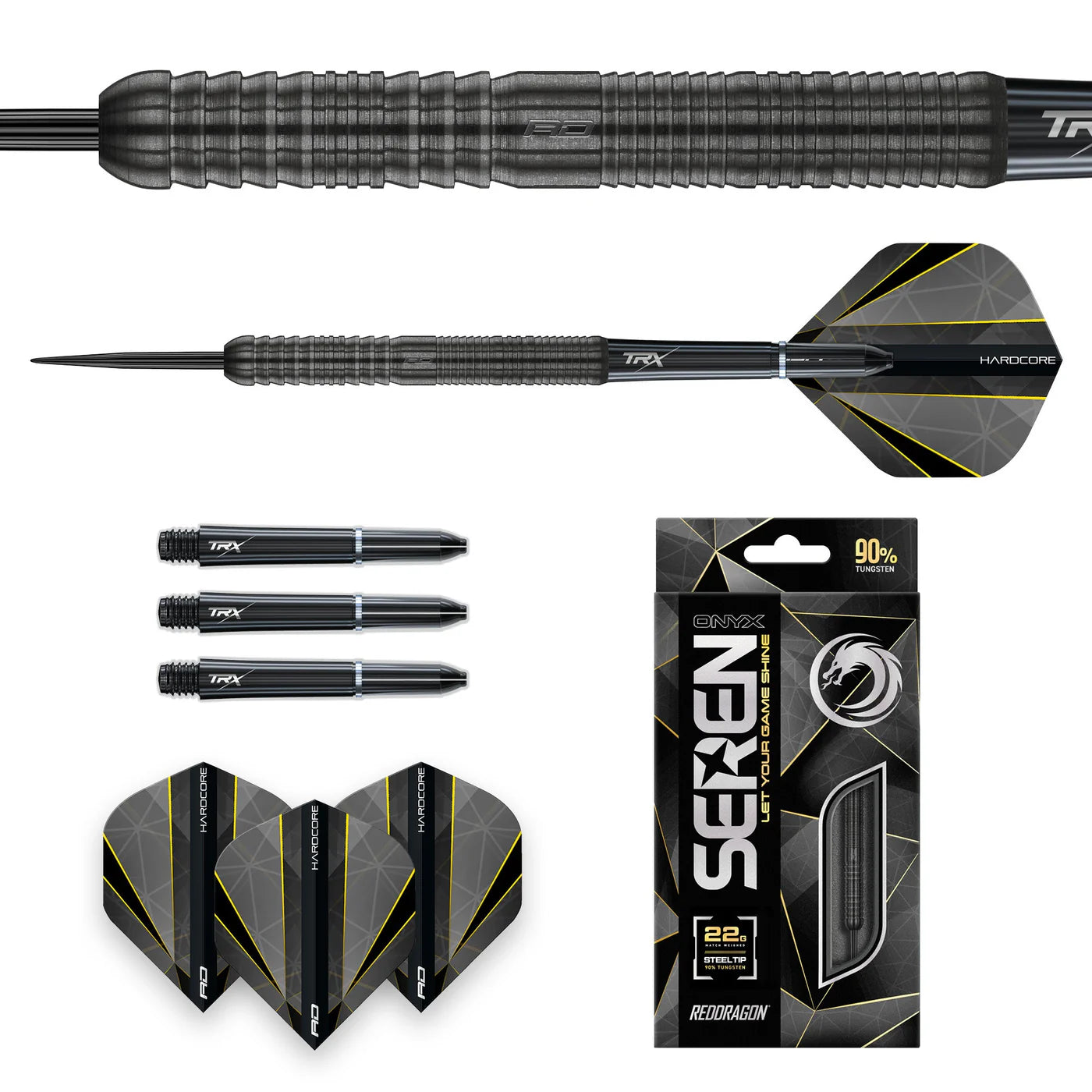 Red Dragon Seren 1 Onyx Steel Tip Darts 90% Tungsten - 22gm