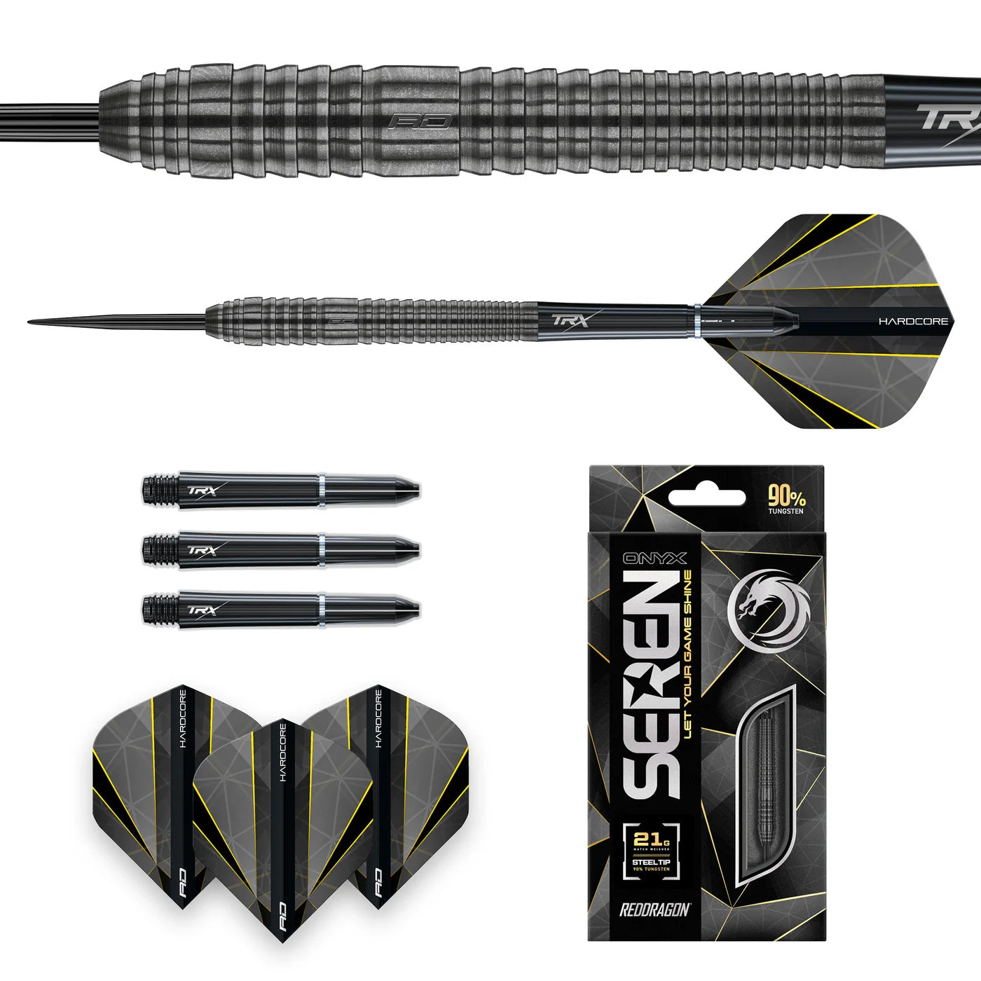 Red Dragon Seren 2 Onyx Steel Tip Darts 90% Tungsten - 21gm