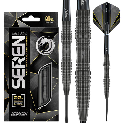 Red Dragon Seren 3 Onyx Steel Tip Darts 90% Tungsten - 22gm