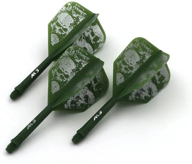 CUESOUL ROST AK5 Integrated Dart Shaft & Flight - Big Wing Shape - Long - Skulls Green