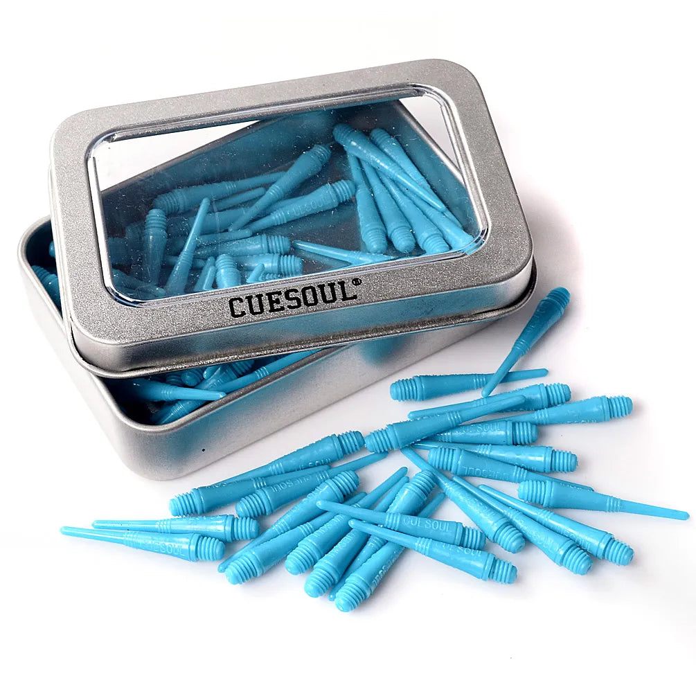 CUESOUL Soft Tip Darts Points 2BA Thread Pack of 100 in Tin - Blue