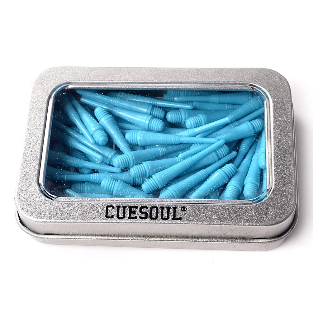 CUESOUL Soft Tip Darts Points 2BA Thread Pack of 100 in Tin - Blue