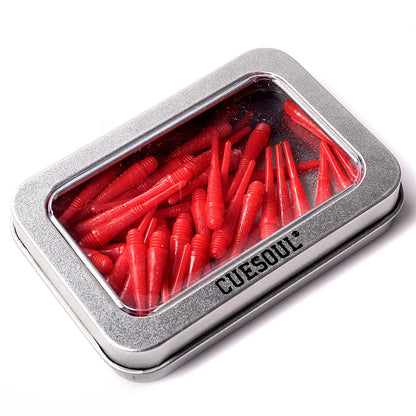 CUESOUL Soft Tip Darts Points 2BA Thread Pack of 100 in Tin - Red