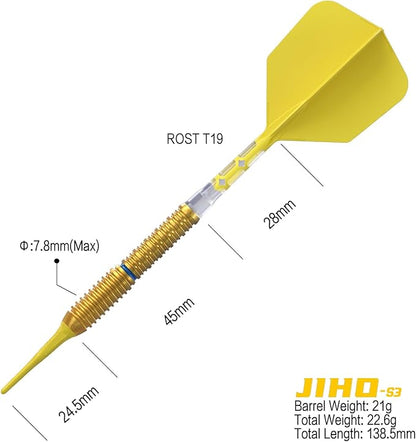 CUESOUL JIHO S3 21 gram 90% Tungsten Soft Tip Dart Set w/ ROST T19 Flight