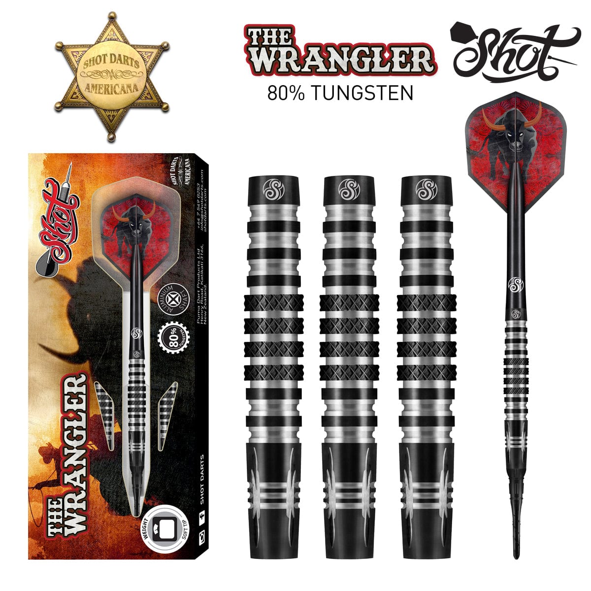 Shot Americana The Wranger Soft Tip Dart Set-80% Tungsten-18gm