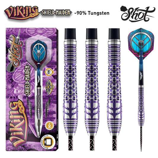 Shot Viking Shield-Maiden Steel Tip Dart Set-90% Tungsten Barrels-23gm