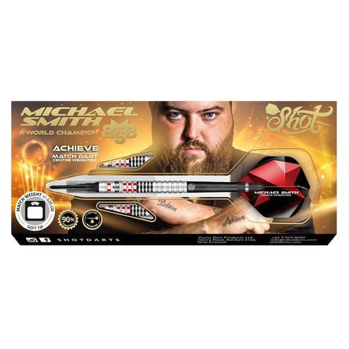 Shot Michael Smith Achieve Soft Tip Dart Set-90% Tungsten Centre Weighted-20gm