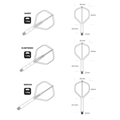 Shot Flight Deck One Piece Dart Flight and Shaft System Black Short