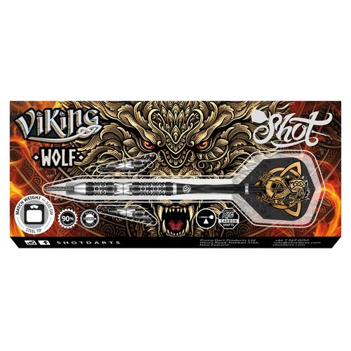 Shot Viking Wolf Steel Tip Dart Set-90% Tungsten Barrels-25gm