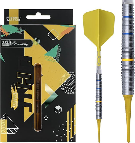 CUESOUL JIHO S6 20 gram 90% Tungsten Soft Tip Dart Set w/ ROST T19 Flight