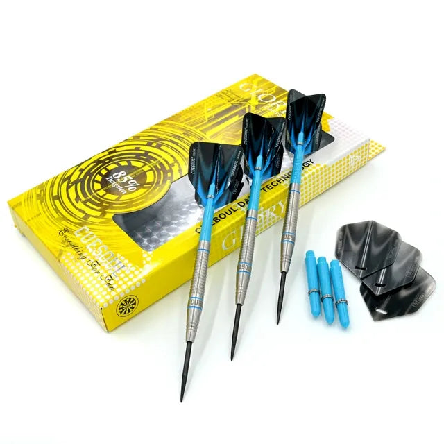 CUESOUL Glory 22 gram Blue Grooves & Blue Shaft 85% Tungsten Steel Tip Dart Set