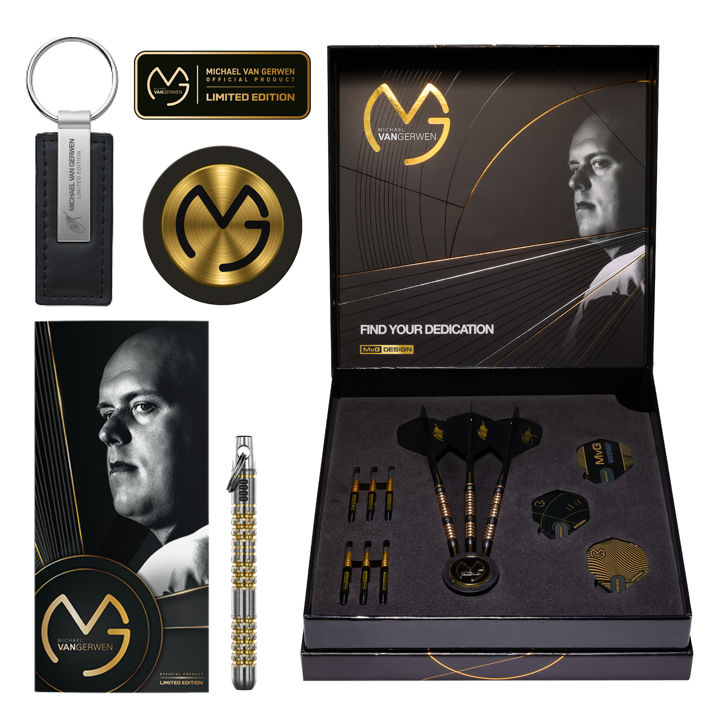 Winmau Michael Van Gerwen MVG Limited Edition 5 Year Anniversary Steel Tip Darts in Gift box 90% Tungsten