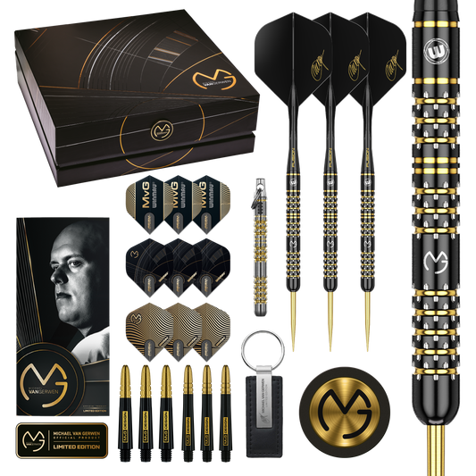 Winmau Michael Van Gerwen MVG Limited Edition 5 Year Anniversary Steel Tip Darts in Gift box 90% Tungsten