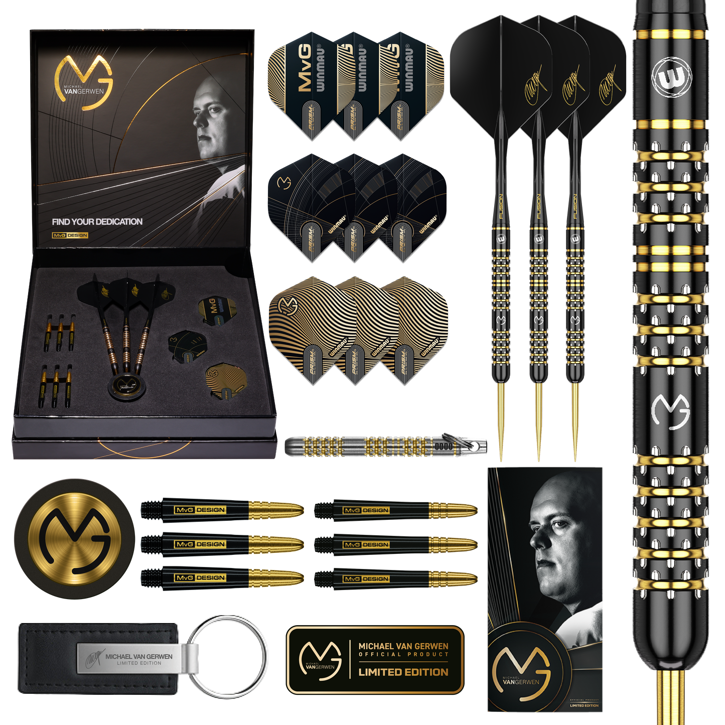 Winmau Michael Van Gerwen MVG Limited Edition 5 Year Anniversary Steel Tip Darts in Gift box 90% Tungsten