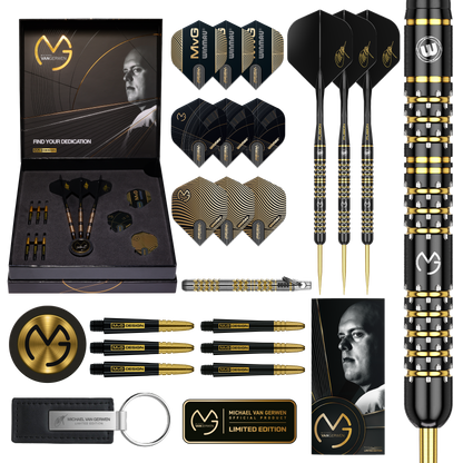 Winmau Michael Van Gerwen MVG Limited Edition 5 Year Anniversary Steel Tip Darts in Gift box 90% Tungsten