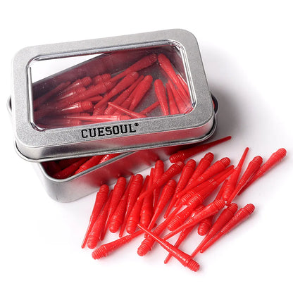 CUESOUL Soft Tip Darts Points 2BA Thread Pack of 100 in Tin - Red