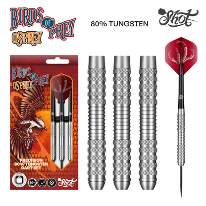 Shot Birds of Prey Osprey Steel Tip Dart Set-80% Tungsten Barrels-23gm