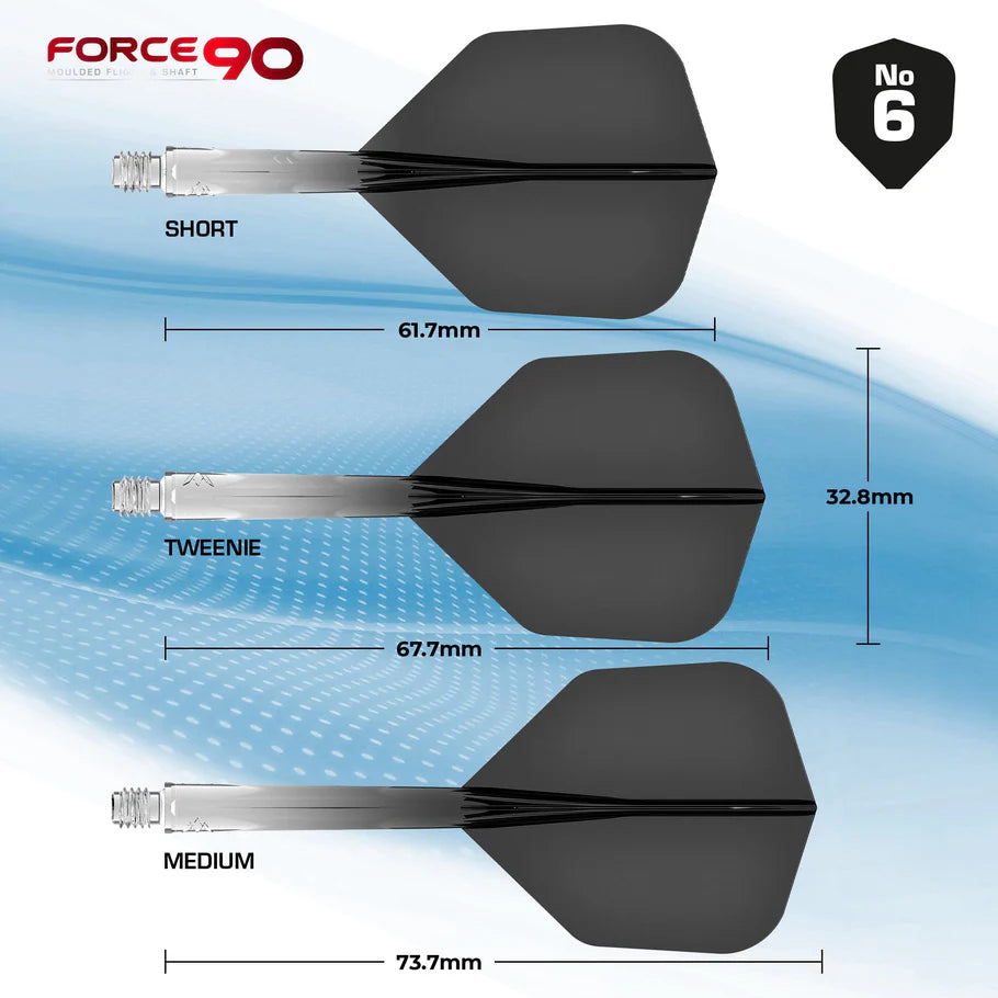 Mission Force 90 - Molded Flight & Shaft System - Gradient - Transparent Black - Standard No6 - Medium