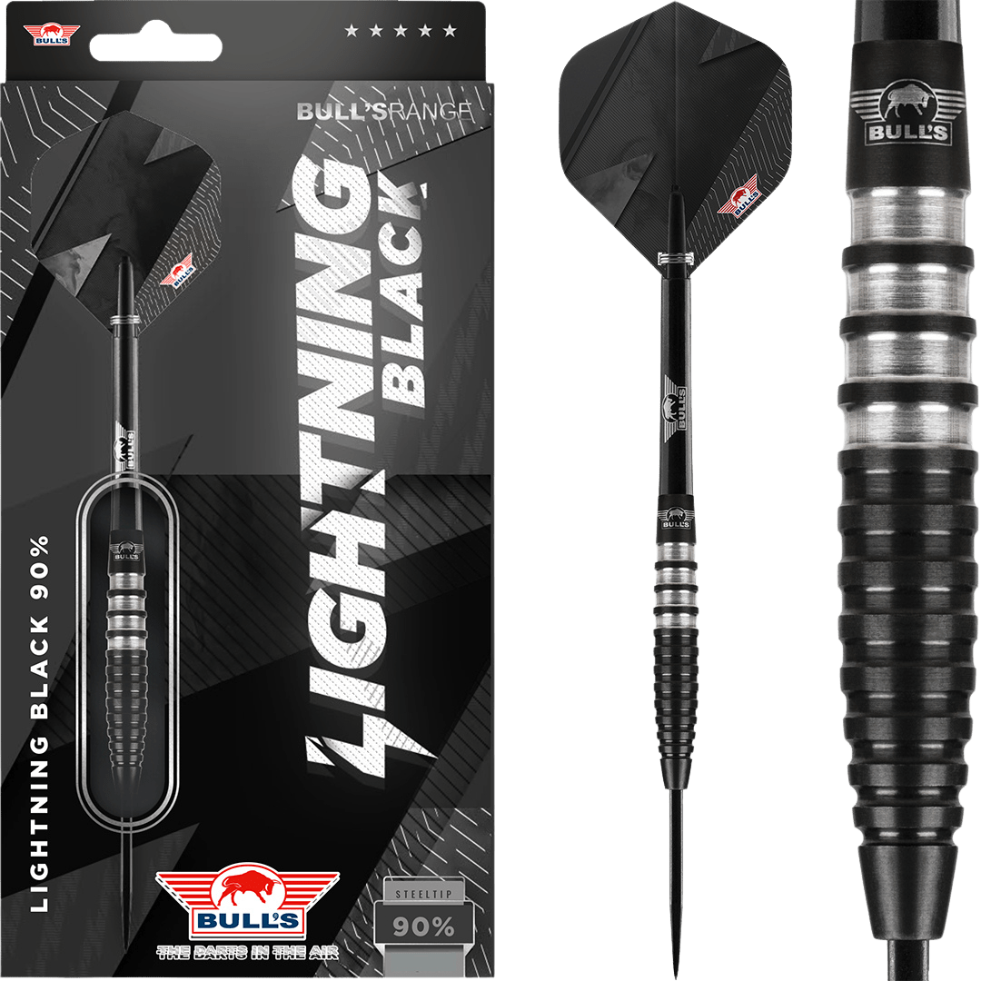 Bull's NL Lightning Black 90% Tungsten 21 gram Steel Tip Dart Set