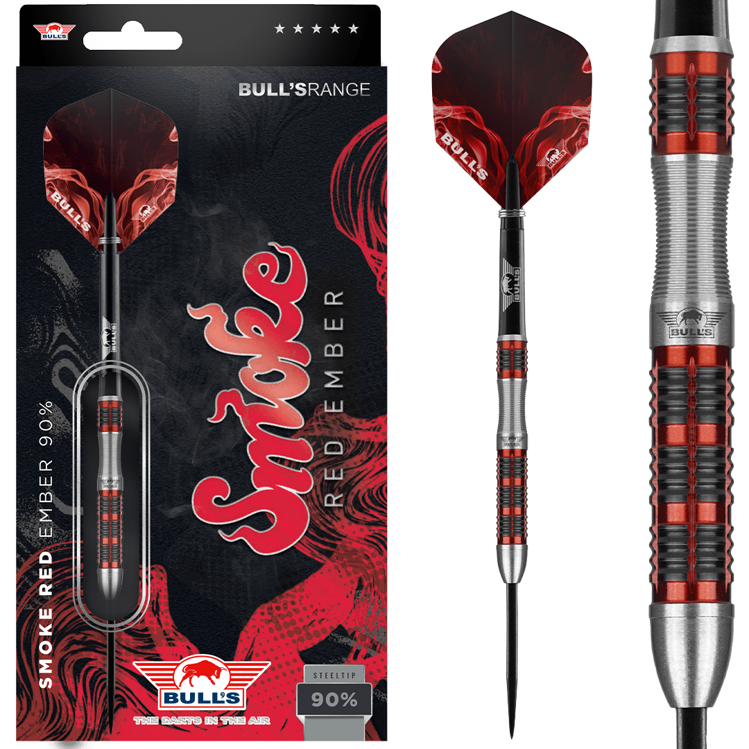 Bull's NL Smoke Red Ember 90% Tungsten 24 gram Steel Tip Dart Set