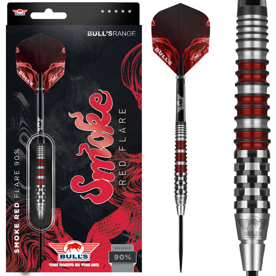 Bull's NL Smoke Red Flare 90% Tungsten 23 gram Steel Tip Dart Set