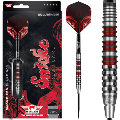 Bull's NL Smoke Red Flare 90% Tungsten 23 gram Steel Tip Dart Set