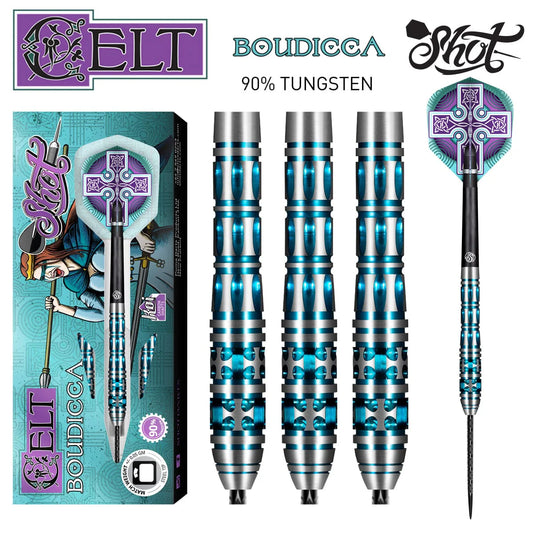 Shot Celt Boudicca Steel Tip Dart Set - 90% Tungsten 26gm