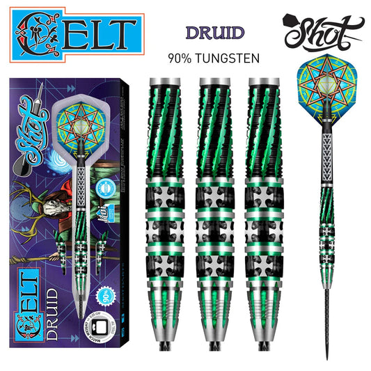 Shot Celt Druid Steel Tip Dart Set - 90% Tungsten 25gm