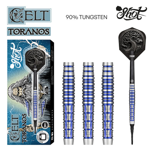 Shot Celt Toranos Soft Tip Dart Set-90% Tungsten-18gm