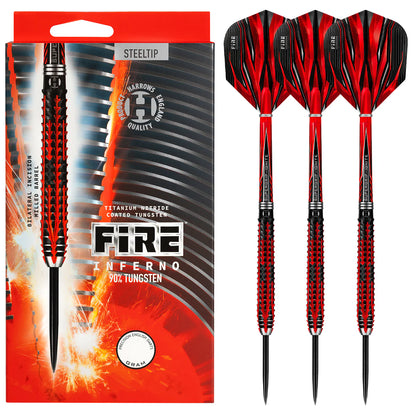 Harrows Fire Inferno - Steel Tip Darts - 90% Tungsten - 26g