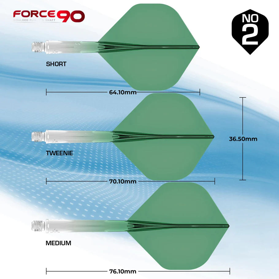 Mission Force 90 - Molded Flight & Shaft System - Gradient - Transparent Green - Standard No2 - Tweenie