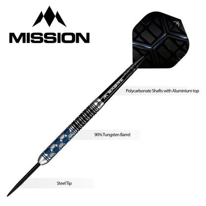 MISSION HEXON DARTS - STEEL TIP - 90% - BLUE PVD 23g