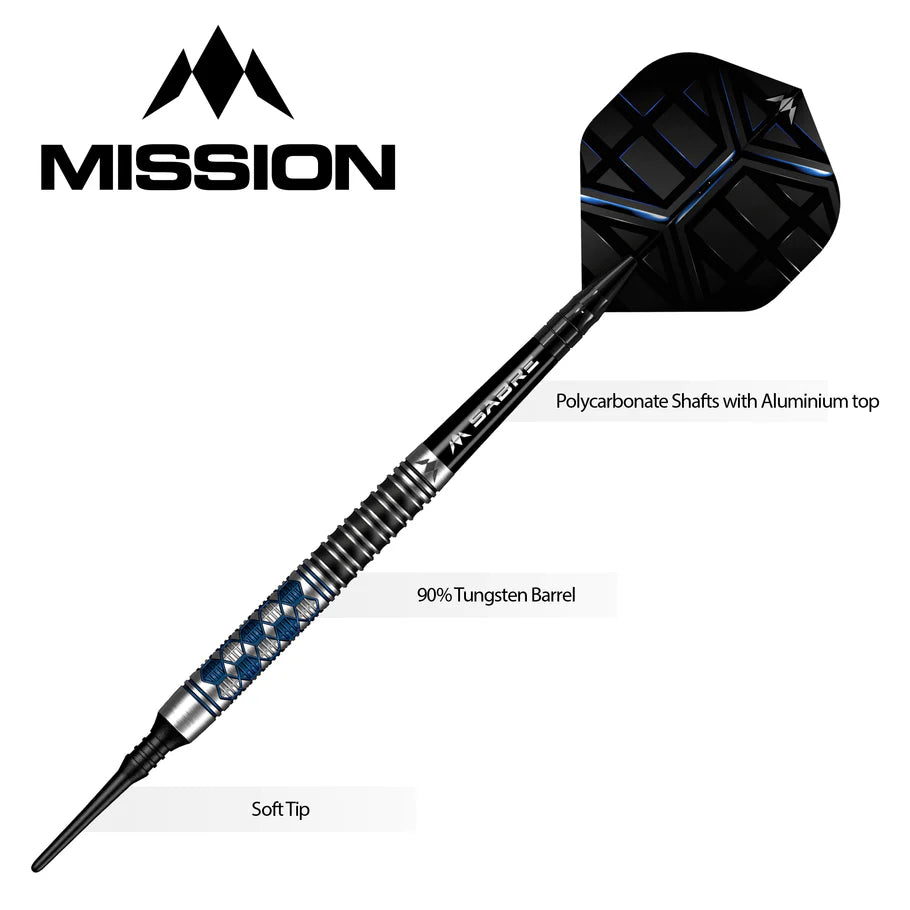 Mission Hexon Soft Tip Darts - 90% Tungsten Blue PVD - 18gm