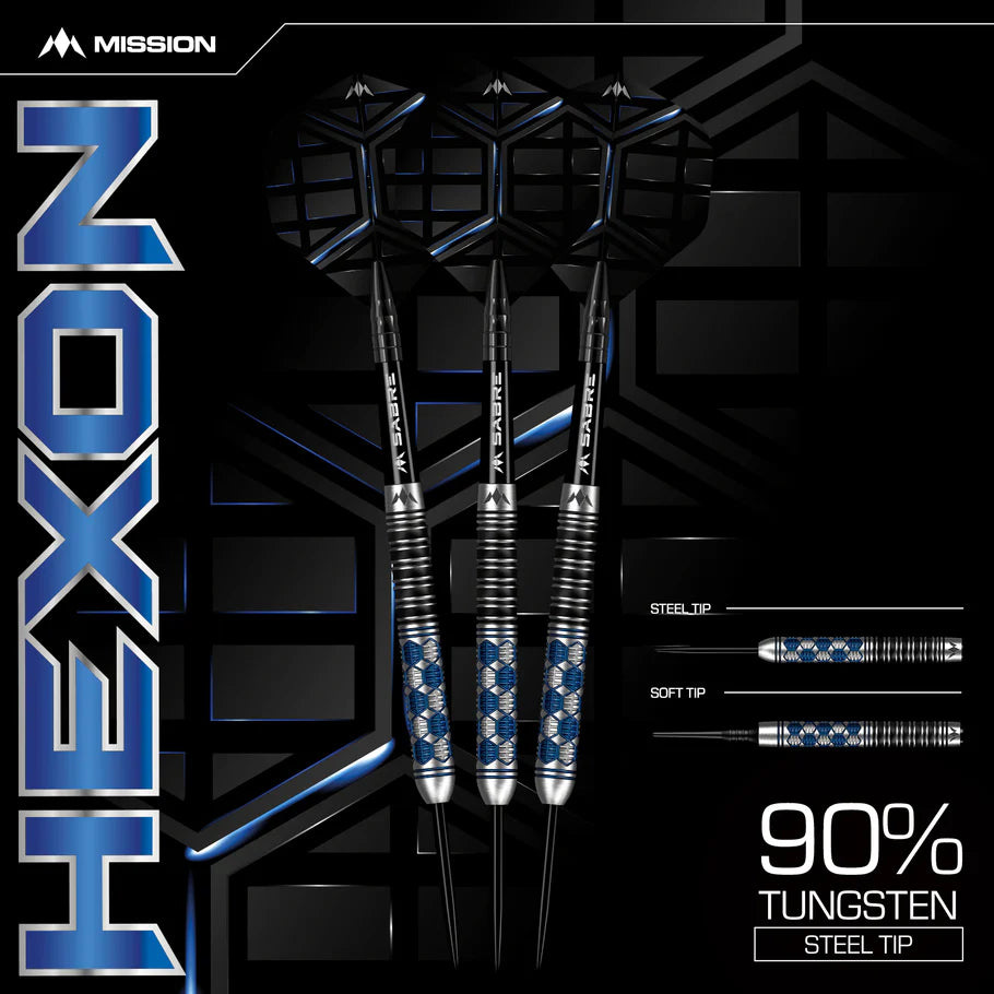 MISSION HEXON DARTS - STEEL TIP - 90% - BLUE PVD 23g